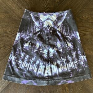 Joe Fresh Y2K A-Line Skirt with Purple and Black Palm Print